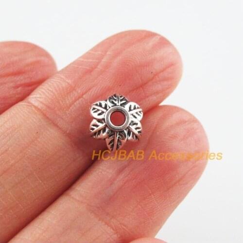 Fashion 70Pcs Tibetan Silver Color Leaf Plant Spacer End Beads Connectors 9mm
