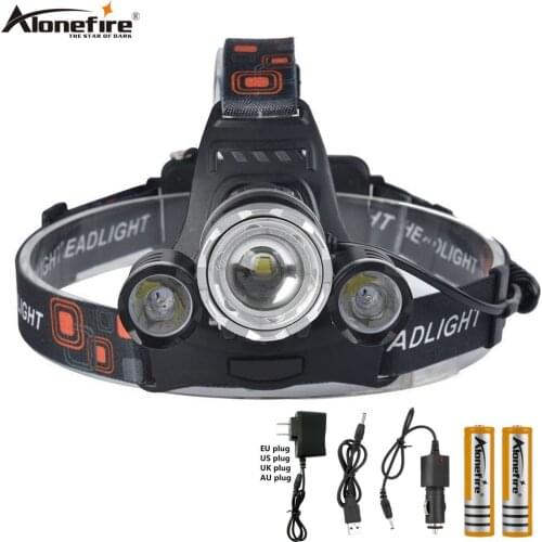 AloneFire HP23 8000Lm zoom Led headlight T6+2R5 headlamp or head lighting for riding camping outdoor