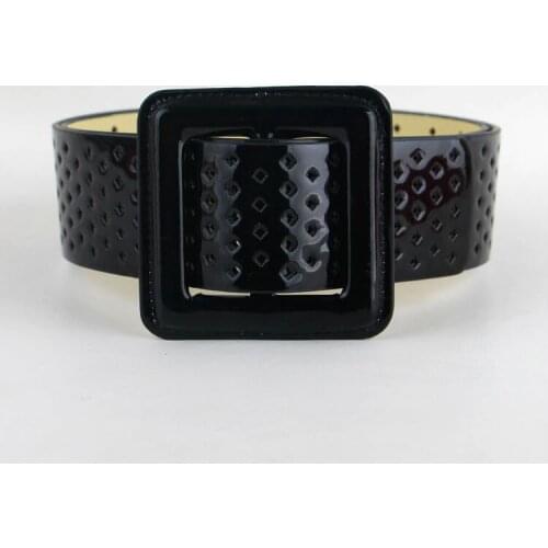 Newest Square buckle belts decorated girdle women cummerbund red leather cutout wild windbreaker jacket winter waist wide belt