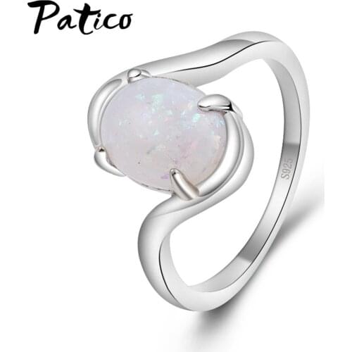 New!!! Women 925 Sterling Silver Rings White Opal Cubic Zirconia Stone Promise Rings For Lover Silver Jewelry Gifts