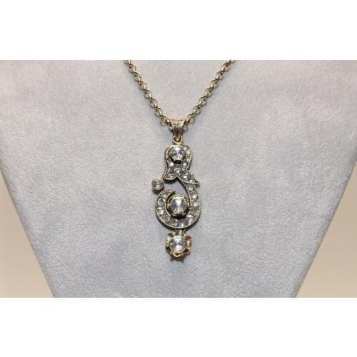 VICTORIAN STYLE NEW MADE 14K GOLD NATURAL ROSE CUT DIAMOND AMAZING NECKLACE