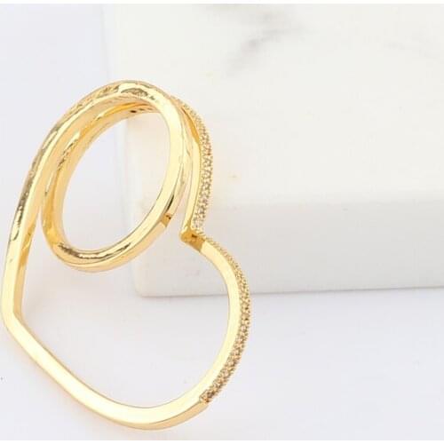 Europe and America New Retro Trendy Copper Heart Double Layer Two Finger Metal Rings for Women Girls Jewelry Gifts anillos