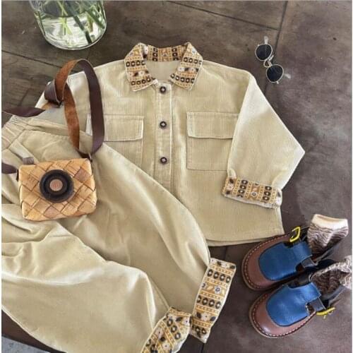 2021 new style girls boys cotton full sleeve corduroy coat autumn kids jacket