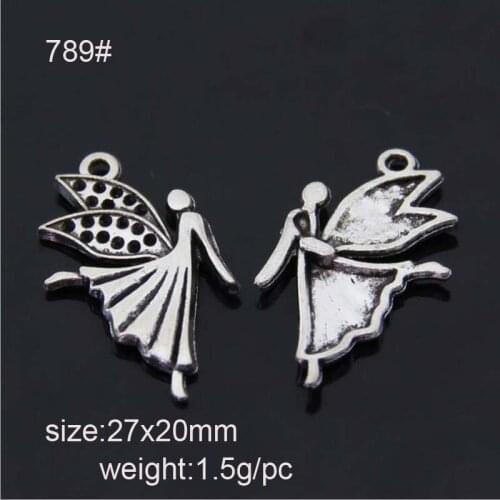 20PCS/Lot 27*20mm Tibetan Silver Swinging Wing Girl Charms For DIY Bracelet & Pendant In Jewelry