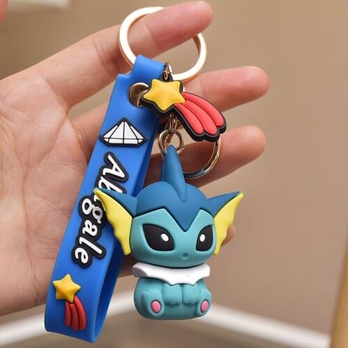 Pokemon Vaporeon Keychain PVC Eevee Action Figure Ring TOMY Cartoon Anime Pikachu Figure Kawaii Model Children Kids Toys Gift