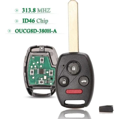 Bilchave 3+1 Buttons 313.8Mhz With ID46 Chip Car Remote Key For Honda Odyssey 2005-2010 Accord 2003-2007 OUCG8D-380H-A