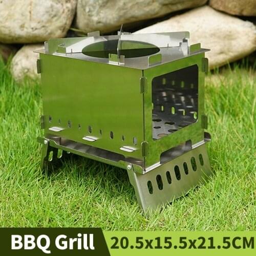 Fire Pit Outdoor Folding Card Furnace Portable Charcoal Stove Camping Barbecue Rack Windproof Multipurpose Garden BBQ Grills
