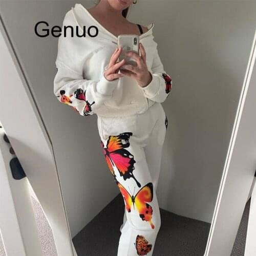 2020 Butterfly Print Casual Cargo Pants Women High Waist Straight Harem Pant Joggers Hip Hop Casual Loose Baggy Tactical Trouser