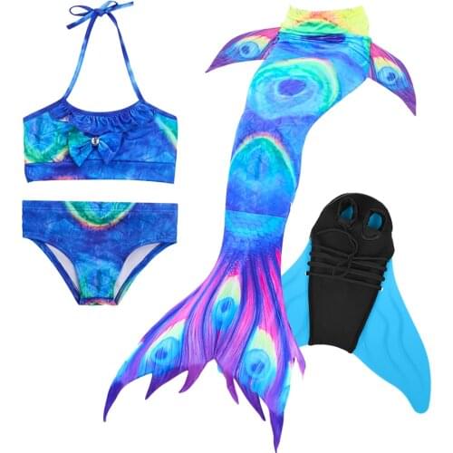 Girls Swimming Little Mermaid Tails Costume with Monofin/Fin Halloween Christmas Costume Mermaid tails Costume Swimsuit 2021 New