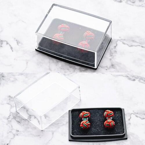 1PC Transparent Plastic Cover Cufflinks Box Cuff Button Holder Gift Display Cases Jewelry Storage