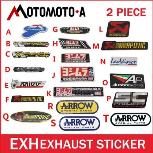 2 pçs alumínio resistente ao calor tubos de escape da motocicleta decalque adesivo legal personalidade yoshimura universal adesi