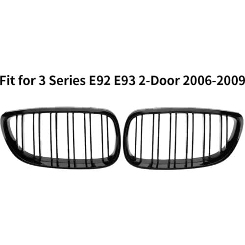 2Pcs Front Bumper Kidney Twin Fins Sport Grill Grille for BMW E92 E93 M3 2006-2009 08-13 3-Series M3(E92/E93) 07-10 E92 2D Coupe