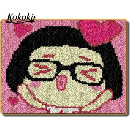 3d printed latch hook kussen diy latch hook kits rug floor decor needle for carpet embroidery foamy floralkussen knooppakket