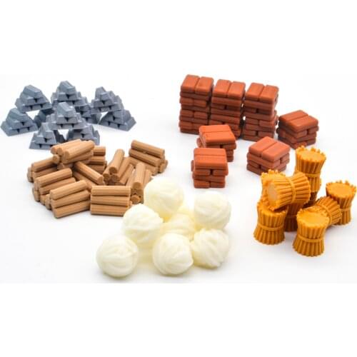 3D print TRPG Catan board game Resources token Brick Grain Lumber wood iron Ore Wool building kits