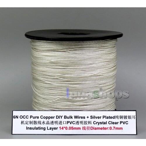 6m 6n OCC + Silver Plated 24AWG 14*0.05mm PVC OD 0.7mm DIY Audio Headphone Earphone Cable LN006015