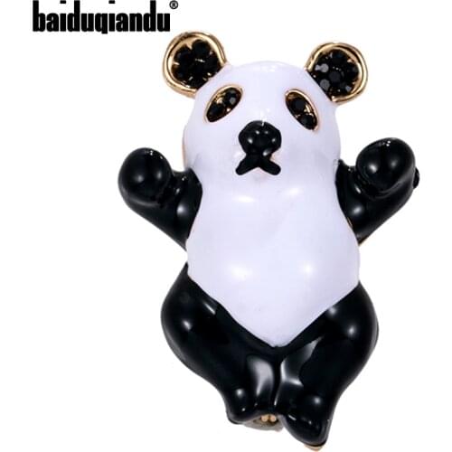 Baiduqiandu Enamel Panda Brooches For Women Men Black/Grey 2 Colors Causal Party Brooch Pins Gifts Clothes Accesseries