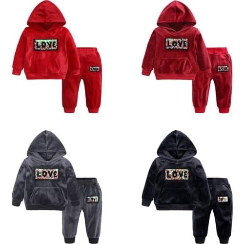 Boys Velvet Hoody Clothing Set Sweatshirts Sweatpants Girls Tracksuit Hoodie Coat Sports Suits Stripes Cartoon Jacket Outfit