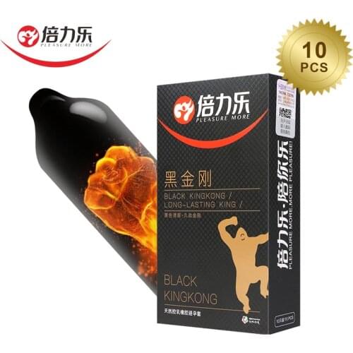 Beilile 10PCs Thermal lubricants Tasteful Condom Black Man Ejaculation Sex Delay Lasting Penis Sleeve Erotic Products For Men