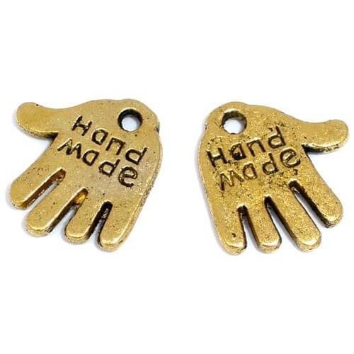 Free Shipping 400pcs Antique Gold Tone "Hand Made" Thenar Charms Pendants 12x11mm Jewelry Findings Wholesales J0299F