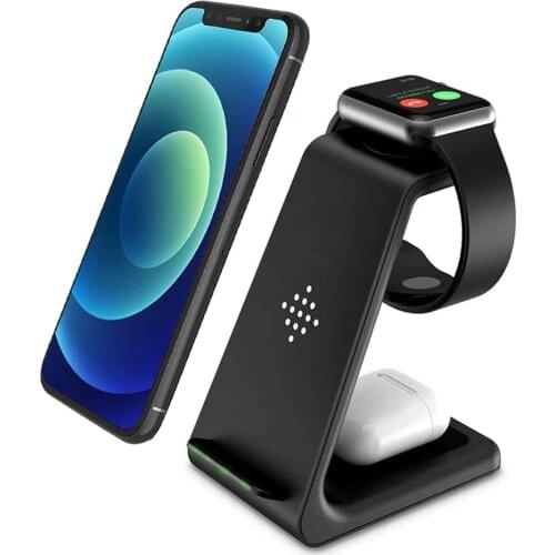 Wireless Charger, 3 In 1 Qi-Certified Fast Wireless Charging Station Charger Stand Dock for IPhone Apple Watch Samsung
