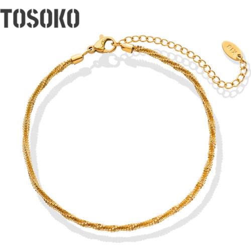 TOSOKO Stainless Steel Jewelry Cauliflower Chain Glittering Anklet Glittering Female Jewelry BSS076