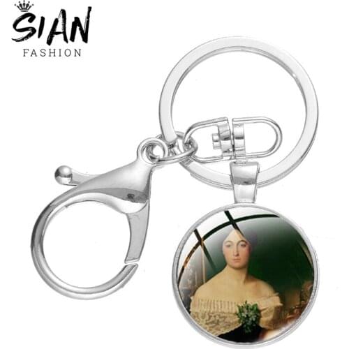 SIAN Marianne Portrait Key Chain French Statue Of Liberty Keychain Round Glass Dome Keyring Fashion New Design Ouvenir 2021