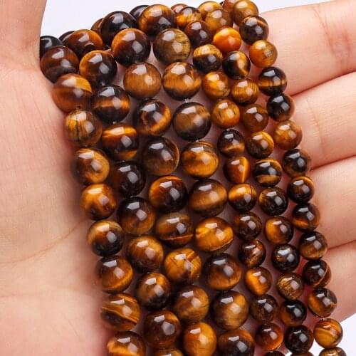 LanLi Fashion Natural Jewelry Tiger Eye Stone Quality Loose Beads 4/6/8/10/12mm Suitable for Men and Womens Bracelet Necklace