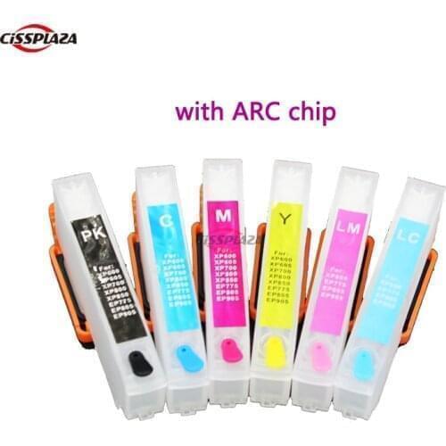 CISSPLAZA 6pcs IC80 refill ink cartridge with auto reset chip compatible for epson EP-808AB EP-808AR EP-979A3 EP-982A3 printer
