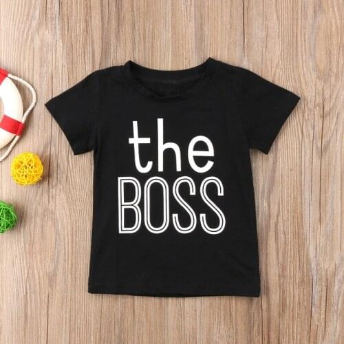 Kids the Boss Letter Print Kids Boys Girls Summer Casual Senior T-shirt Kids Fashion Cool Top Tees Baby Graphic T-shirt