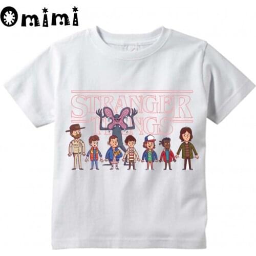 Boys/Girls Stranger Things Upside Down Demogorgon Printed T Shirt Kids Short Sleeve Tops Childrens White T-Shirt