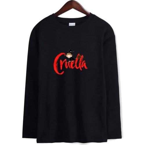 Cruella Autumn Long sleeve T-Shirt Women Basic Tee Shirt Oversize T Shirt Men O-neck tshirt Fashion Clothes панк одежда harajuku