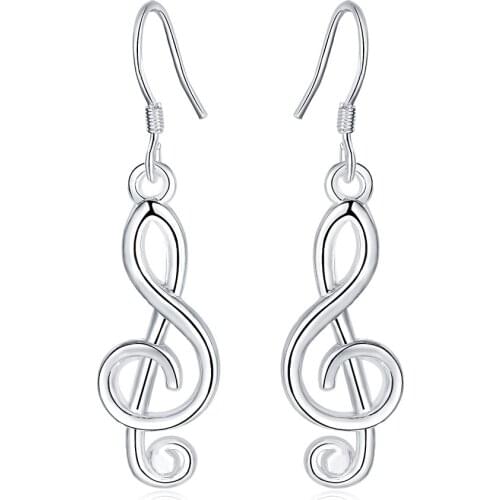 Hot gift Lady women silver color Music note earrings party charms girl wedding nice cute Bohemia fashion classic jewelry LE065