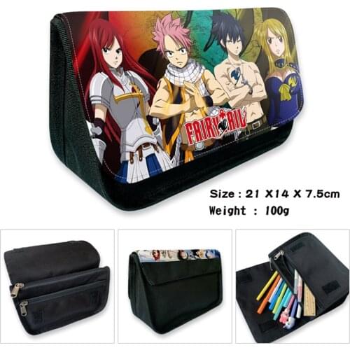 New Cute Anime Fairy Tail Prints Boys Girls Kids Teenager Student Canvas Pencil Case Box Cosmetic Makeup Change Purse Pen Bag