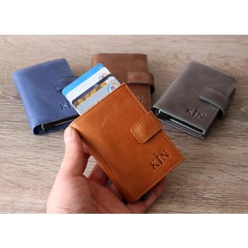 Valuaes Retro Leather Tumbled Mechanism Card Holder Genuine Leather Patched 2021Fashion Topquality Unisex Clutch Vintage Wallet