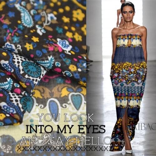 LEO&LIN Fashion chiffon fabric printing fabric stripe Dress Shirt Tops Ethnic DIY15 (1 meter)