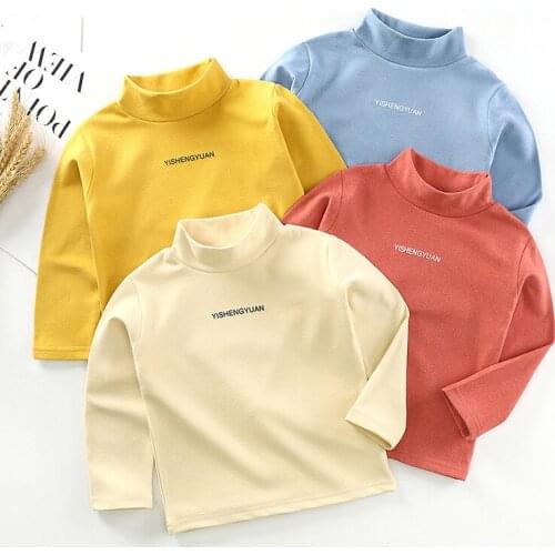 Childrens Undershirt Spring and Autumn New Childrens Single Top Boys and Girls' One Piece Baby Long Sleeve Top