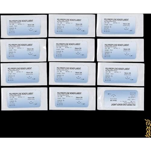 Hot Sale 12pcs Polypropylene Monofilament Medical Thread Needle Surgical Suture Training Thread Suture Practice Kit
