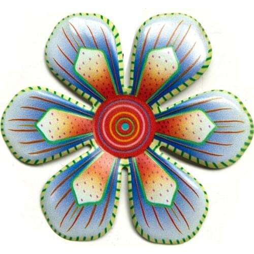 Metal Flower Wall Art Decoration Vintage Colorful Iron Floral Sculpture Garden Hanging Ornament for Balcony Patio Porch