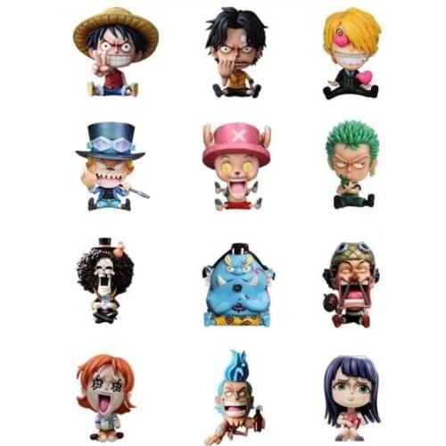 Cute Luffy Sanji Zoro Robin Nami Brook Ace RANKY Usopp Chopper Childhood Sitting Ver. PVC Action Figure Lovely Mode