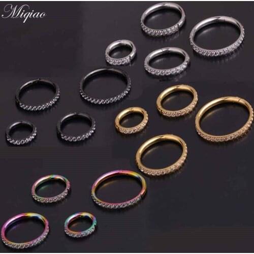 Miqiao 2pcs New Sweet and Diamond Round Open Earrings 6mm-12mm Exquisite Body Piercing Jewelry