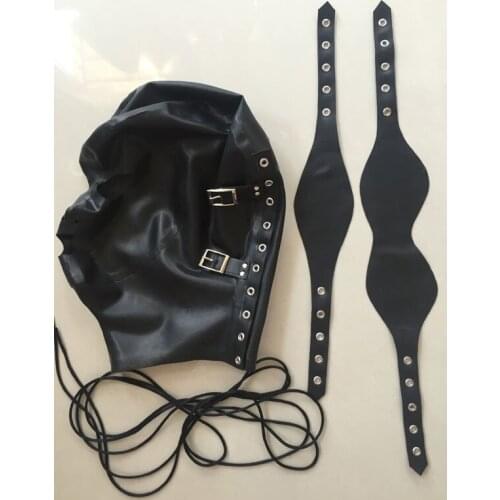 Fashion Rubber 100% pure natural Latex Hood Sexy Latex Fetish White Snap Naps Latex Hood with Hasp Enclosed Mask Free shipping