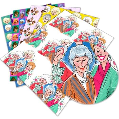 Cartoon Characters Printed Patter Faux Leather Fabric for Hair Bow Bags Shoes Crafts 30X136cm