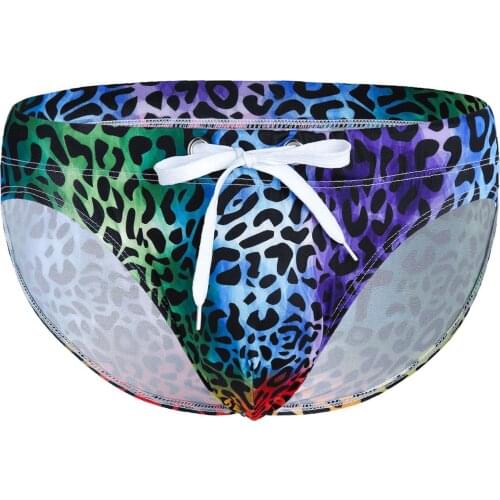 Men Summer Swim Briefs Sexy Bikini Flowers Print Sexy Low Waist Swimwear Elastic Waistband with Drawstring Male Beach Trunks