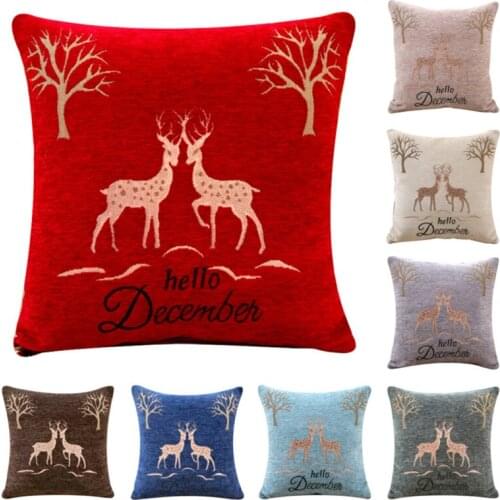 Pillowcase Decorative Cushions For Sofa Chenille Fabric Pillow Chair Car Jacquard Embroidered Cushion Cover No Filling Hap Deer