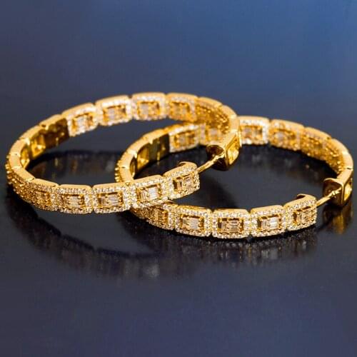 Bride Talk Hoop Round Shape Women Earrings Cubic Zirconia Luxury Trendy Earring Jewelry For Wedding & Engagement Party Gift