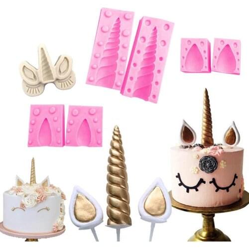 New 3D Silicone Mold Unicorn Horn Ear Eyelash Mold Chocolate Cake Mold Practical Cake Decorating Tool Cake Tool bakeware DIY