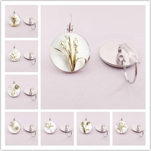 Brand new golden flower picture earrings orchid rose earrings women mens gifts