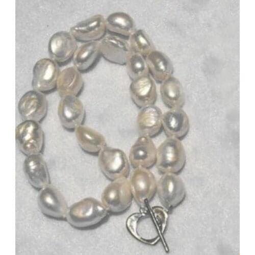9mm bright white baroque pearl necklace heart clasp real natural freshwater pearl Woman Jewelry 35cm 43cm 17'' 14