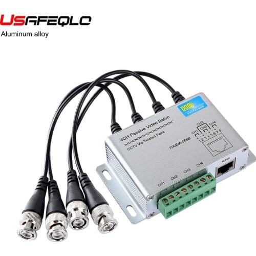 UTP 4Ch Passive Video Balun 4 Channel CAT5 CCTV BNC Video Balun Support 1080P/720P AHD,HDCVI,HDTVI Camera Aluminum alloy