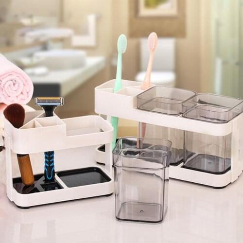 Toothbrush Stand 2 in 1 Multi-functional ABS Wide Application Detachable Toothbrush Holder Set for Bathroom